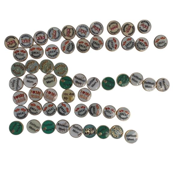 Lot of 60+ Pcs Round Floating Locket Crafting Charms Mom Dad Grandma Kids Love - Picture 6 of 6